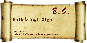 Balkányi Olga névjegykártya